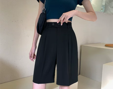 西装短裤女宽松夏季薄款 胖mm大码裤 九九...