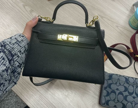 小号凯莉包黑色真皮～ 丝带防尘袋，如图所示...