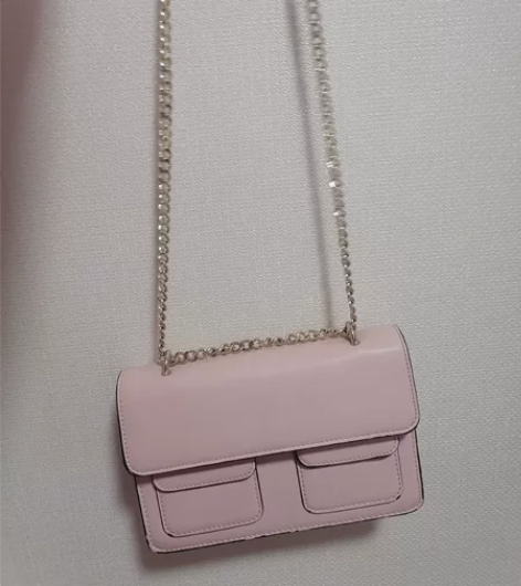 时尚女包粉色斜挎包链条包包 能放下雨伞 手...