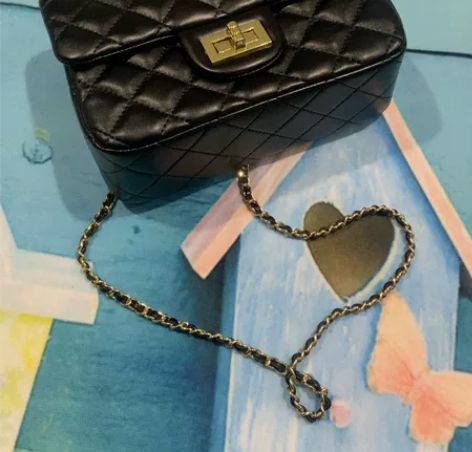 小香风金球菱格链条包方胖子女包高级感202...