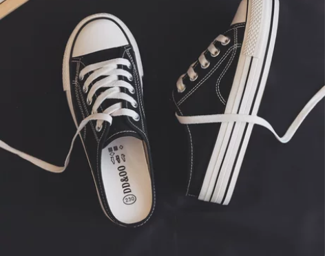 厚底内增高帆布鞋女鞋2020年新款一脚蹬懒...