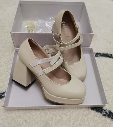 小个子婚鞋 超高粗跟 玛丽珍鞋 穿一次 感...