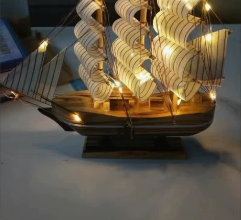 【带灯款27.9包邮】一帆风顺帆船模型摆件...