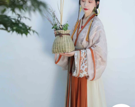 阑珊居 知更 晋制交领天丝印花晋襦一片式...