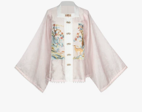 七月夕 灵鹿 明制原创双面重工绣花方领补服...