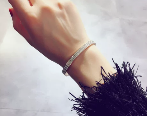 钛钢满钻手镯女不掉色轻奢小众高级感银色品牌...