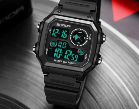 三达手表 男士初高中学生青少年防水数字式夜光潮流方形户外运动...
