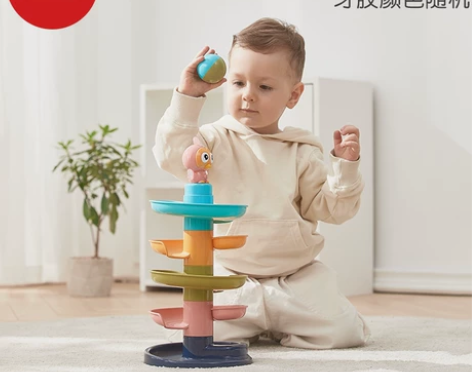 曼龙儿童轨道滑翔滚滚球塔男女孩转转乐1-3...