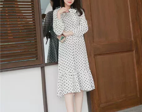 2021春季新款优雅法式复古收腰显瘦赫本风...