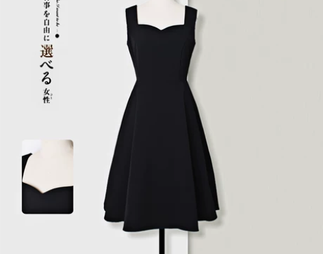 黑色吊带连衣裙女夏赫本风法式复古显瘦背带裙...