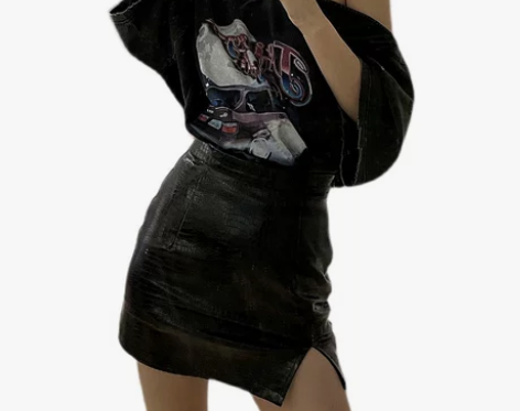 2021秋季新款大码高腰皮短裙胖m遮跨显瘦...