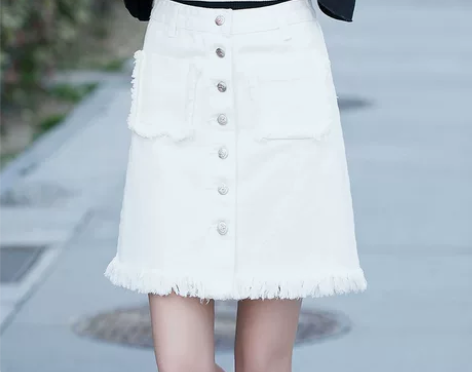 2018新款牛仔裙女夏高腰a字裙包臀裙学生...