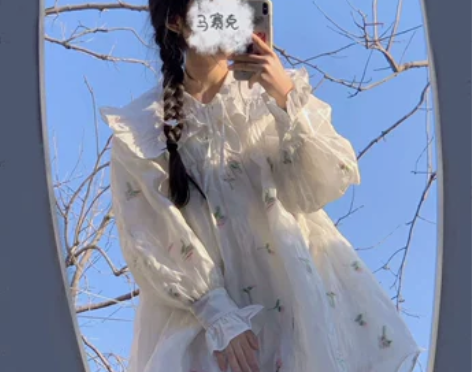 2022春夏浪漫翻领连衣裙小花娃娃领蓬蓬裙...