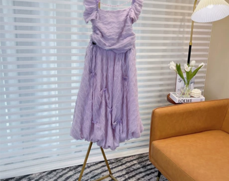 2022夏设计感仙女紫色裙子套装女甜美轻奢...