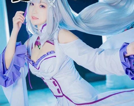 漫路人 艾米利亚cos服 内含衣服和假发白...