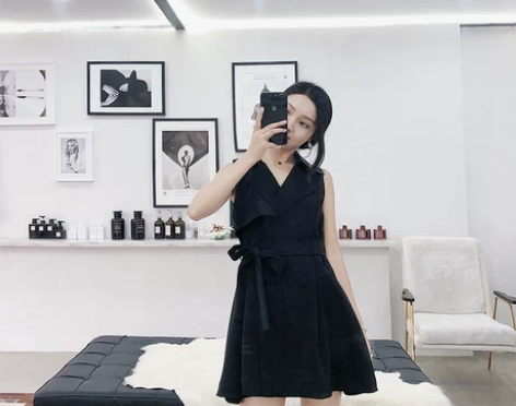 极简主义收腰气质修身显瘦西装领…气质连衣裙...