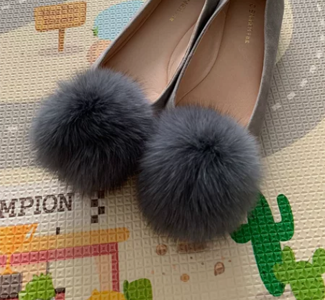 千百度C.BANNER秋冬毛毛单鞋毛球女平...