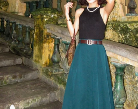 囍鱼自制 迷失在墨绿色的巷口 复古港风高腰...