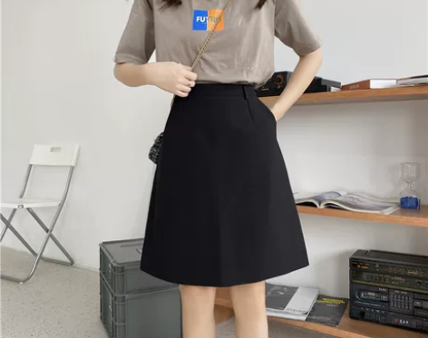 大码半身裙夏A字裙短裙黑色高腰西装中裙20...
