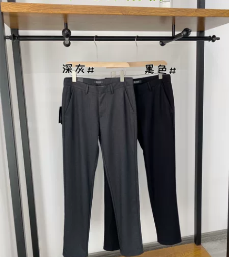Boss羊毛混纺微弹男士商务休闲裤直筒裤 ...