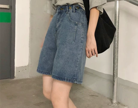 裤子设计感女小众夏季薄款高腰牛仔短裤宽松显...
