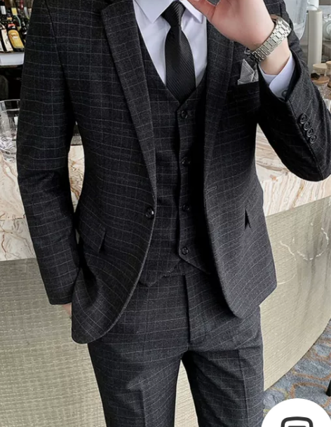 西装套装男士休闲西服修身潮流格子韩版西装外套