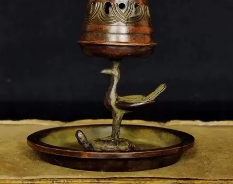 古典铜器龟鹤延年塔香炉小熏香炉蜡台家居功夫...