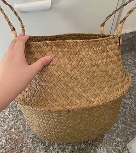 【花坊倒闭+送防水壳】北欧草编织花篮花盆宜...