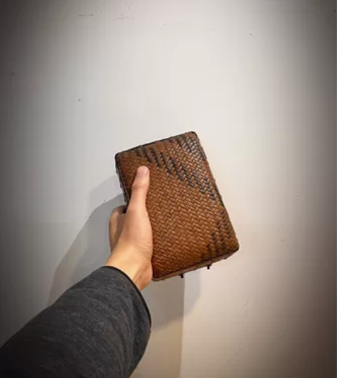 清代竹编双色文房收纳箱盒茶具收纳箱，顶部弧...