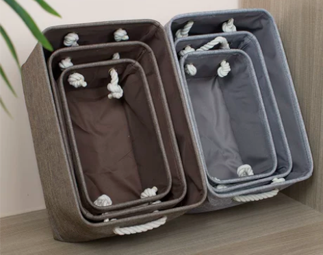 布艺收纳筐衣服置物篮储物玩具家用衣柜零食桌...