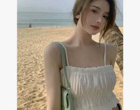 【风尚价】网红抹胸木耳边短款小吊带背心女内...