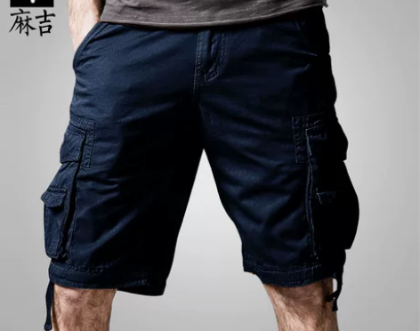 麻吉工装短裤男潮牌宽松男士休闲运动五分裤大...