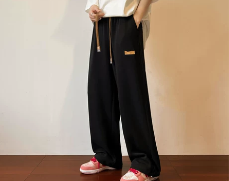 垂感裤子男夏季薄款高街宽松阔腿运动裤港风百...