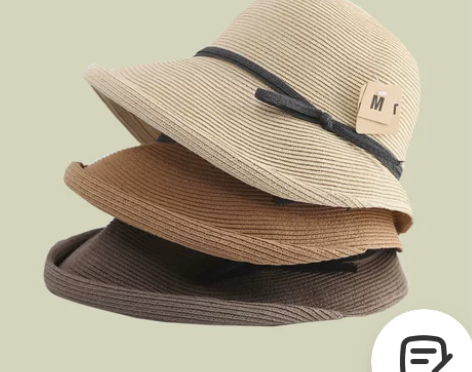 草帽沙滩度假女韩日系百搭原宿风小清新卷边蝴...