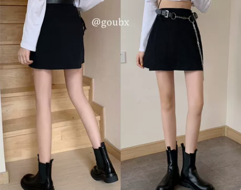 裤子女2021年新款夏季暗黑风高腰裙裤宽松...