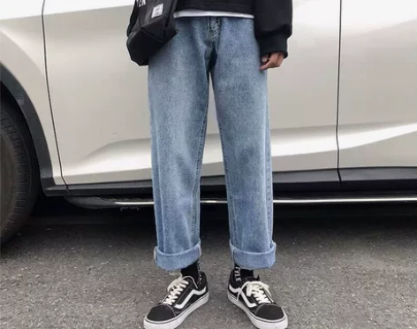 港风牛仔裤男直筒宽松休闲百搭潮流显瘦学生青...