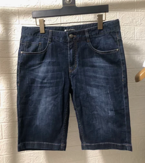 全新品牌男士常规版型深蓝色牛仔5分裤特价2...