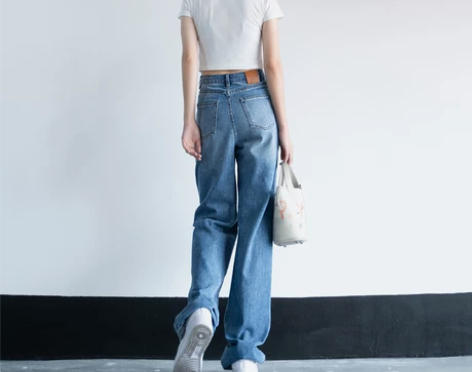 高腰阔腿软牛仔裤女士加长秋冬加绒加厚大码宽...