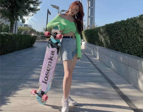专业长板女生全能舞板公路刷街代步滑板初学者...