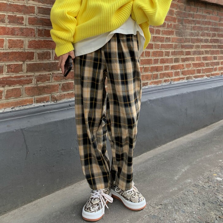 加绒加厚裤子女秋冬宽松显瘦直筒裤高腰垂感阔...