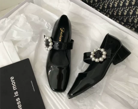 小sun家 复古百搭中跟玛丽珍鞋女2021...