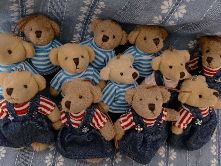 全新绝版泰迪熊钥匙扣手机挂绳，可组成情侣熊...