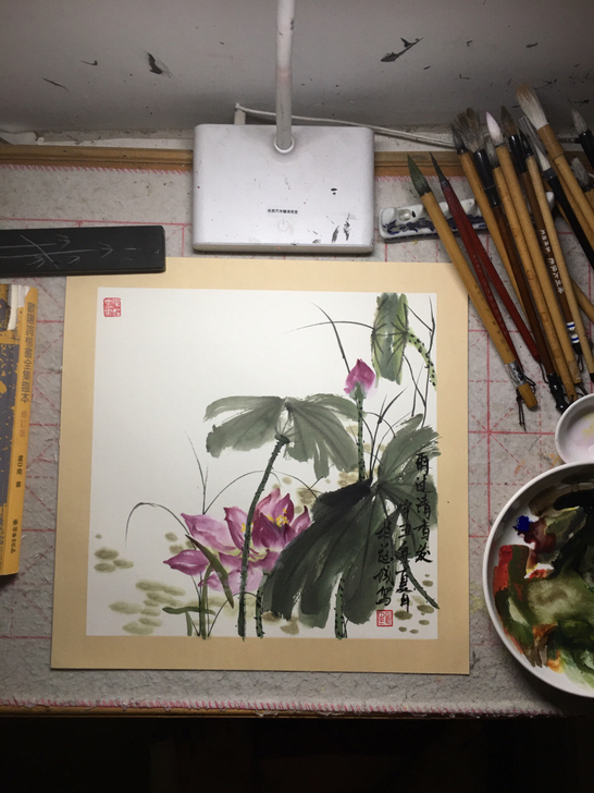写意画、纯手绘、卡纸尺寸：38*38cm、...