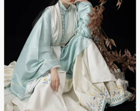 【楼兰】明制斜襟立领长袄比甲中国风马面裙，...