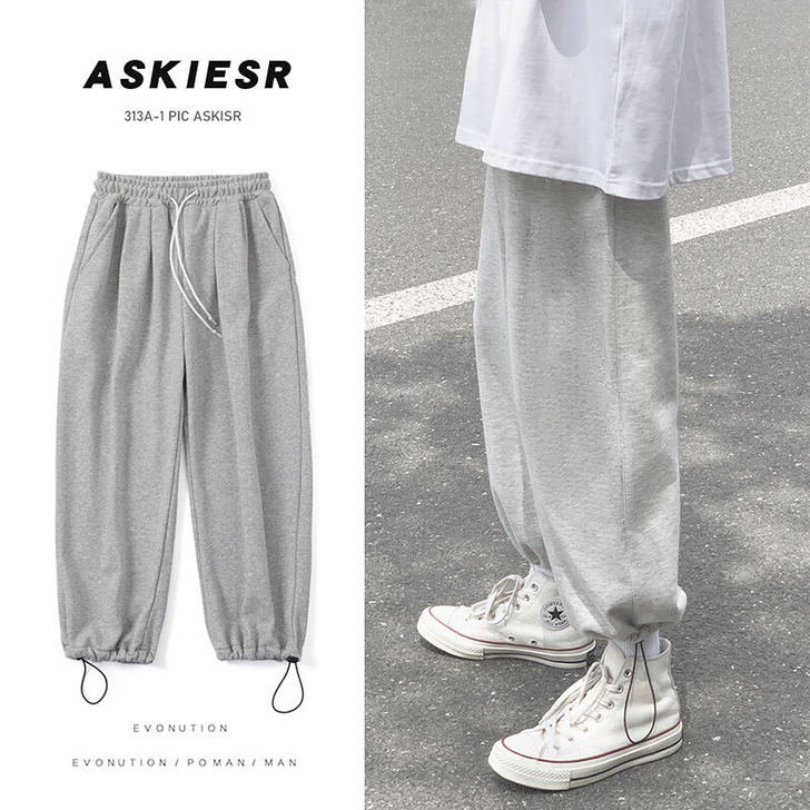 秋冬季韩版潮流裤子男宽松直筒休闲裤阔腿束脚...