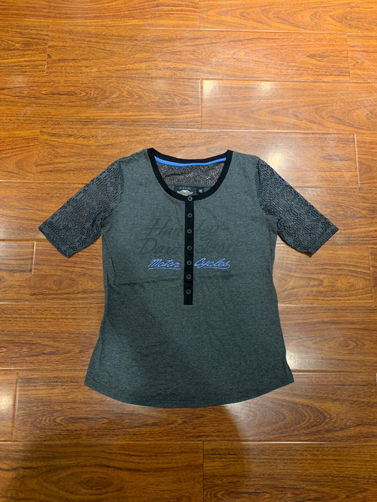 全新 圆领 女款女式哈雷摩托车休闲蕾丝夏季...