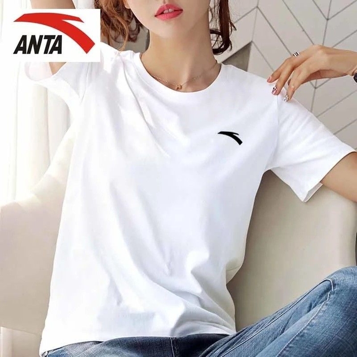 纤维安踏春夏季薄款女士纯白色T恤宽松透气休...