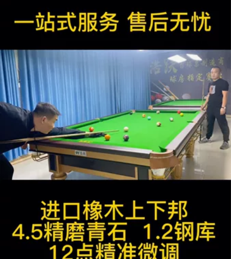 浩跃台球桌标准型家用商用中式黑八钢库青石板...