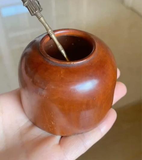 旧藏  黄杨木雕   小水丞 搭铜勺 组合...