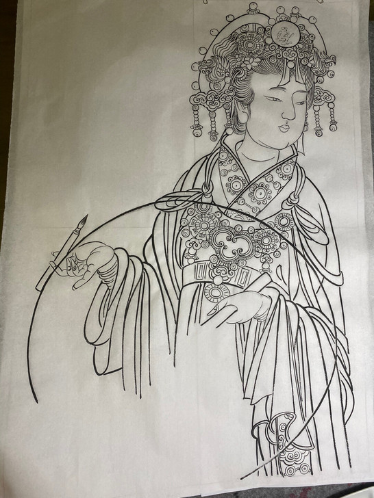 永乐宫白描线稿，水星，纯手绘，100cm*...